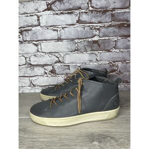 Ecco Gray Leather Hi Top Lace Up Casual Comfort Sneaker Shoes Men 43EU/10.5M US